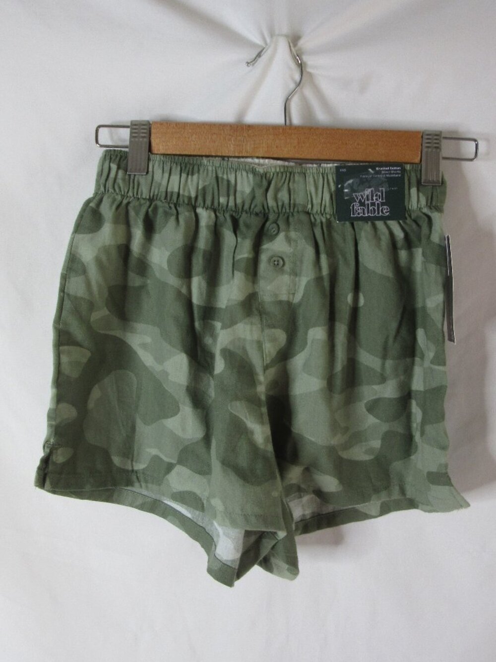 Wild Fable Lounge Pajama Shorts Boxer Style Cotton Green Camouflage Size XXS NWT